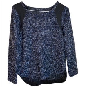 Sanctuary blue and black high low sweater With shoulder detail